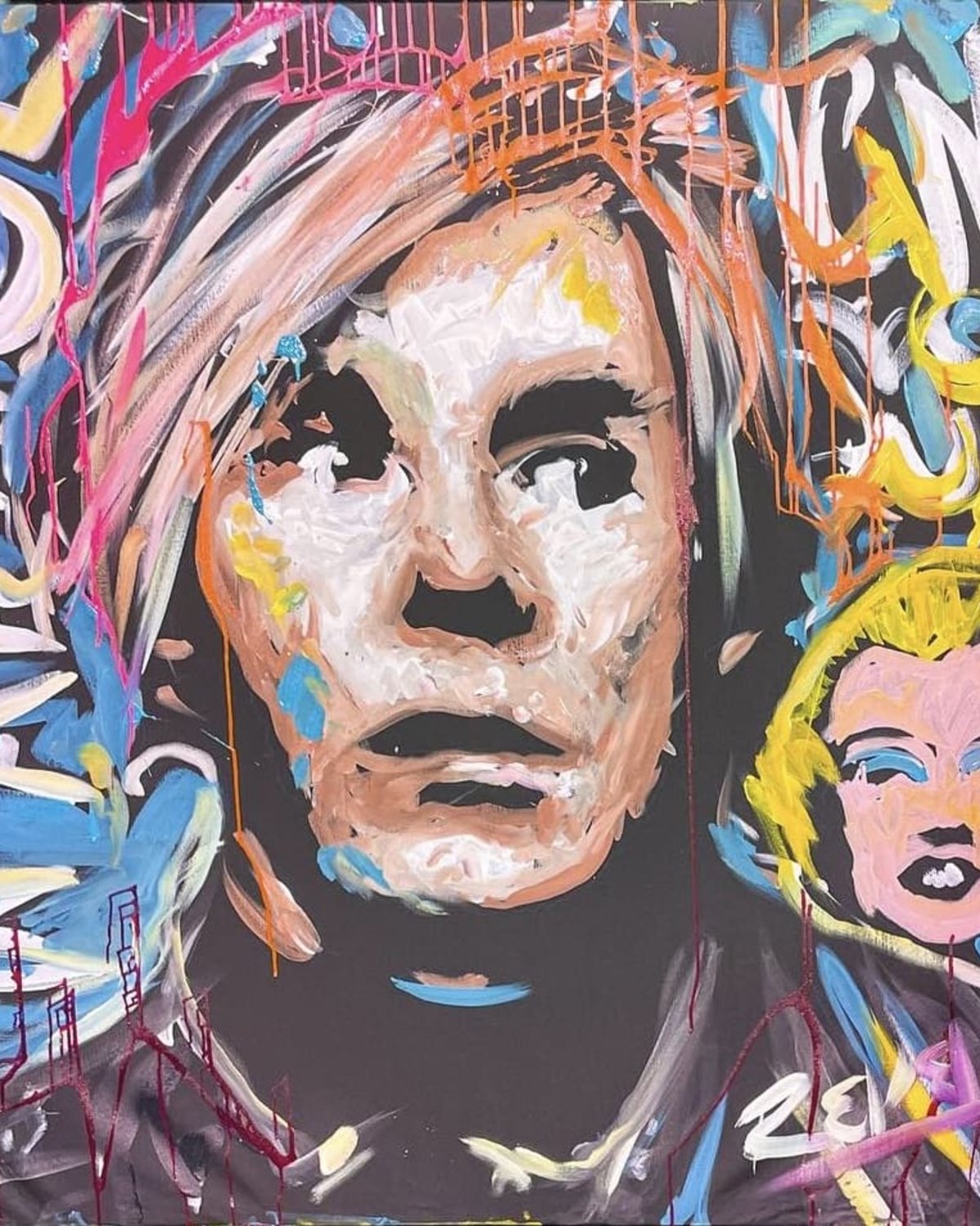 Commissioned pop art tribute painting of Andy Warhol