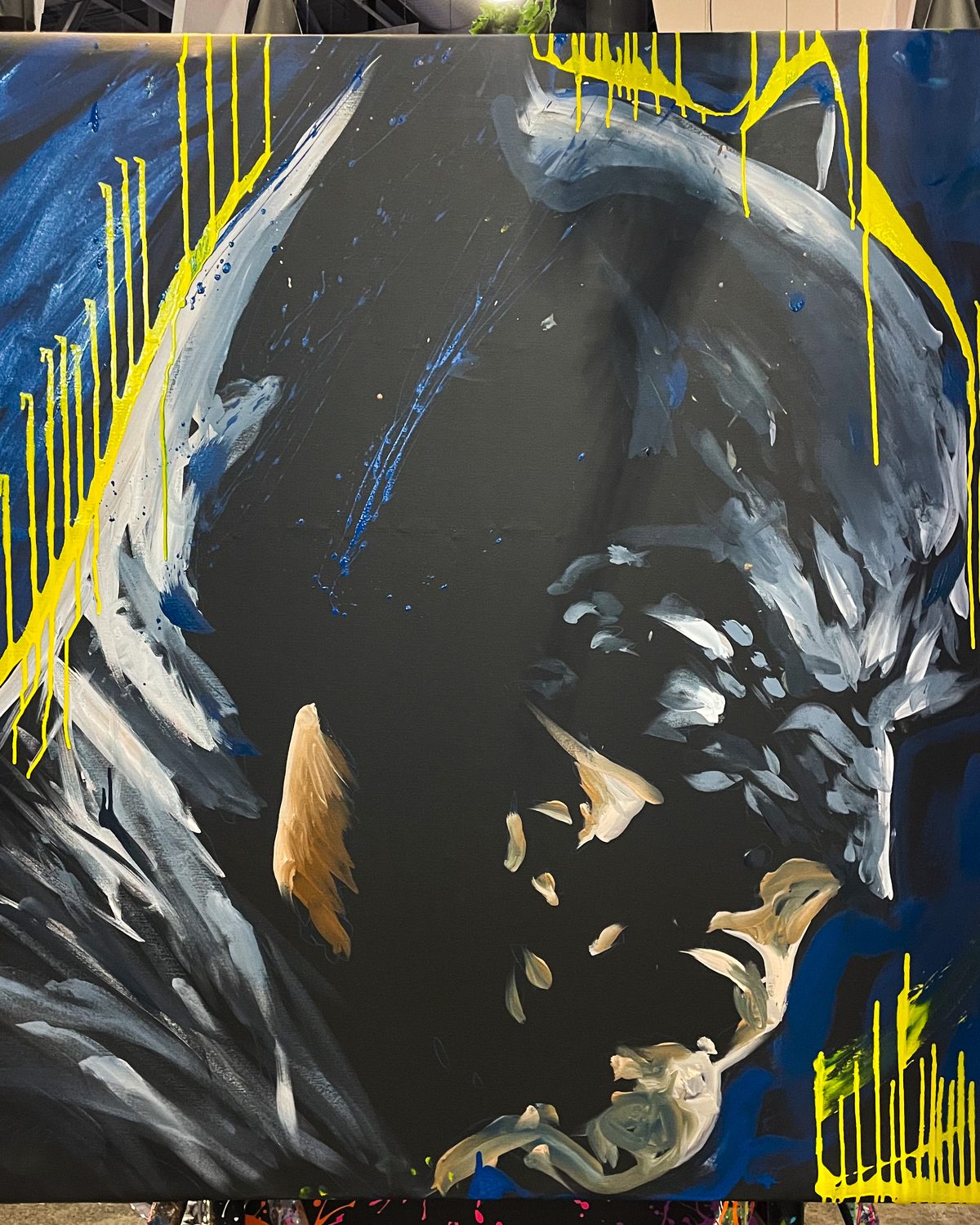 Live speed-painted portrait of Batman for a college pop-culture event