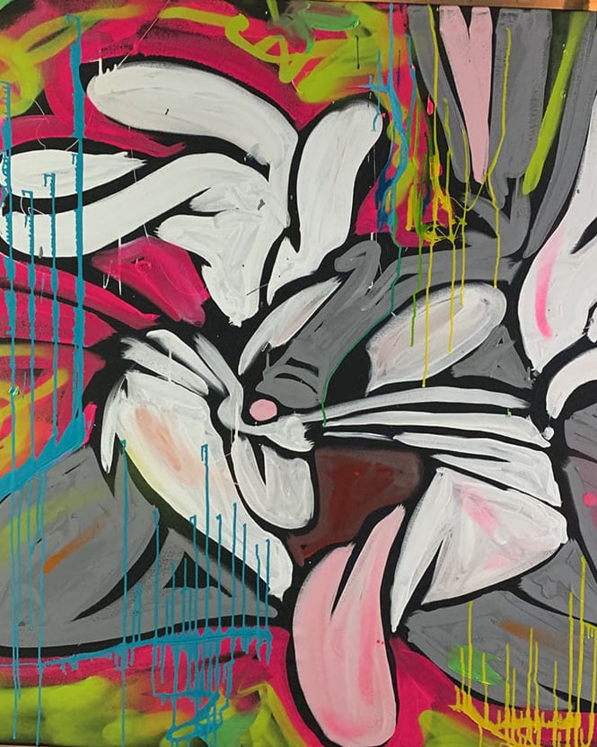 Live speed-painted portrait of Bugs Bunny for a college throwback event