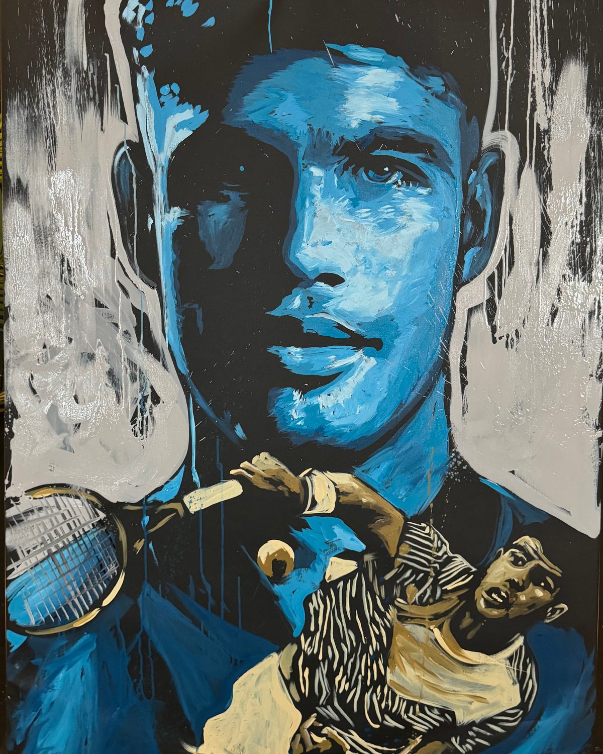 Live speed-painted portrait of tennis champion Carlos Alcaraz