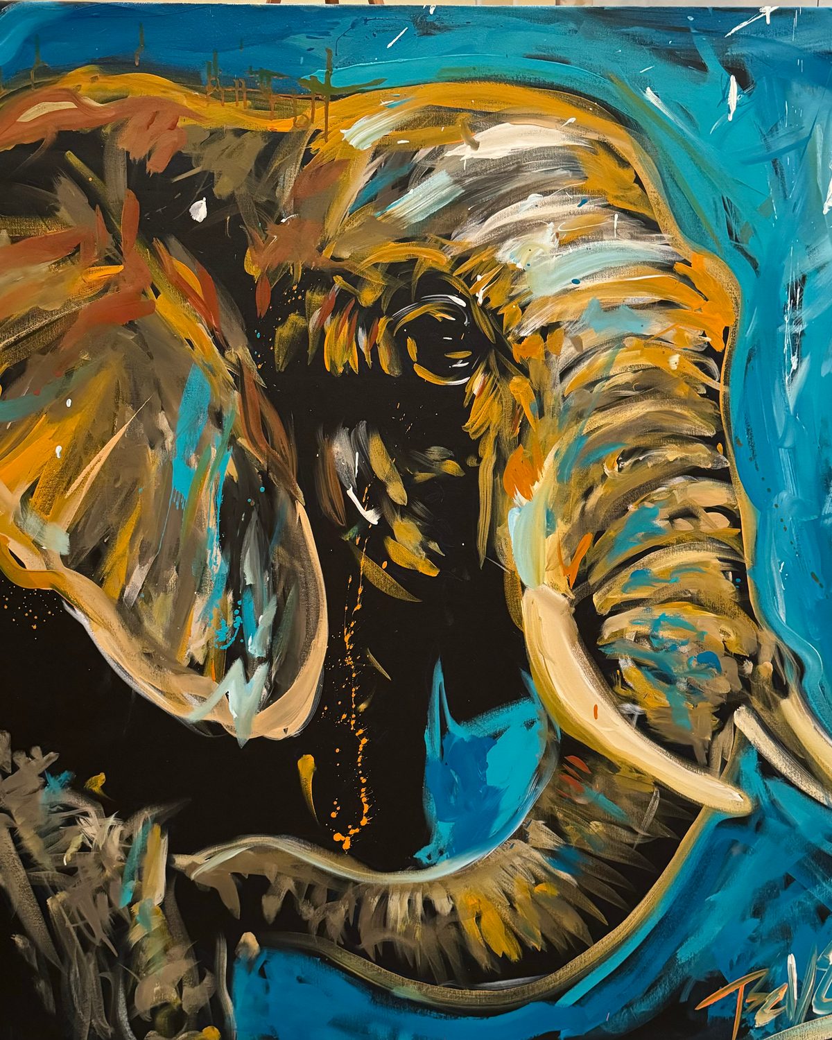 Commissioned wildlife portrait of an elephant