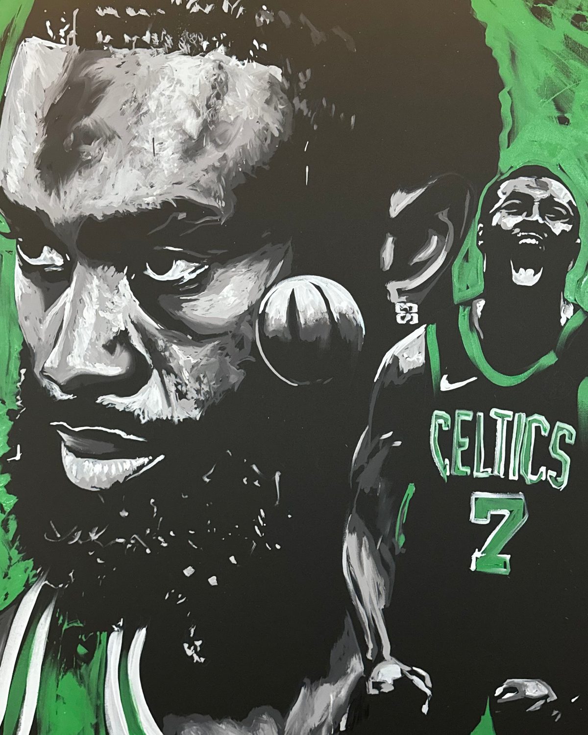 Live speed-painted portrait of Jaylen Brown for a college athletics event