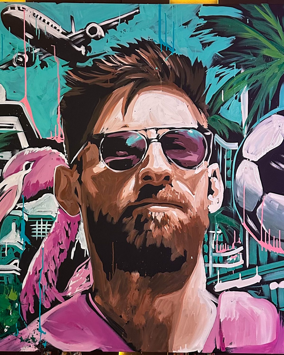 Live speed-painted portrait of soccer legend Lionel Messi