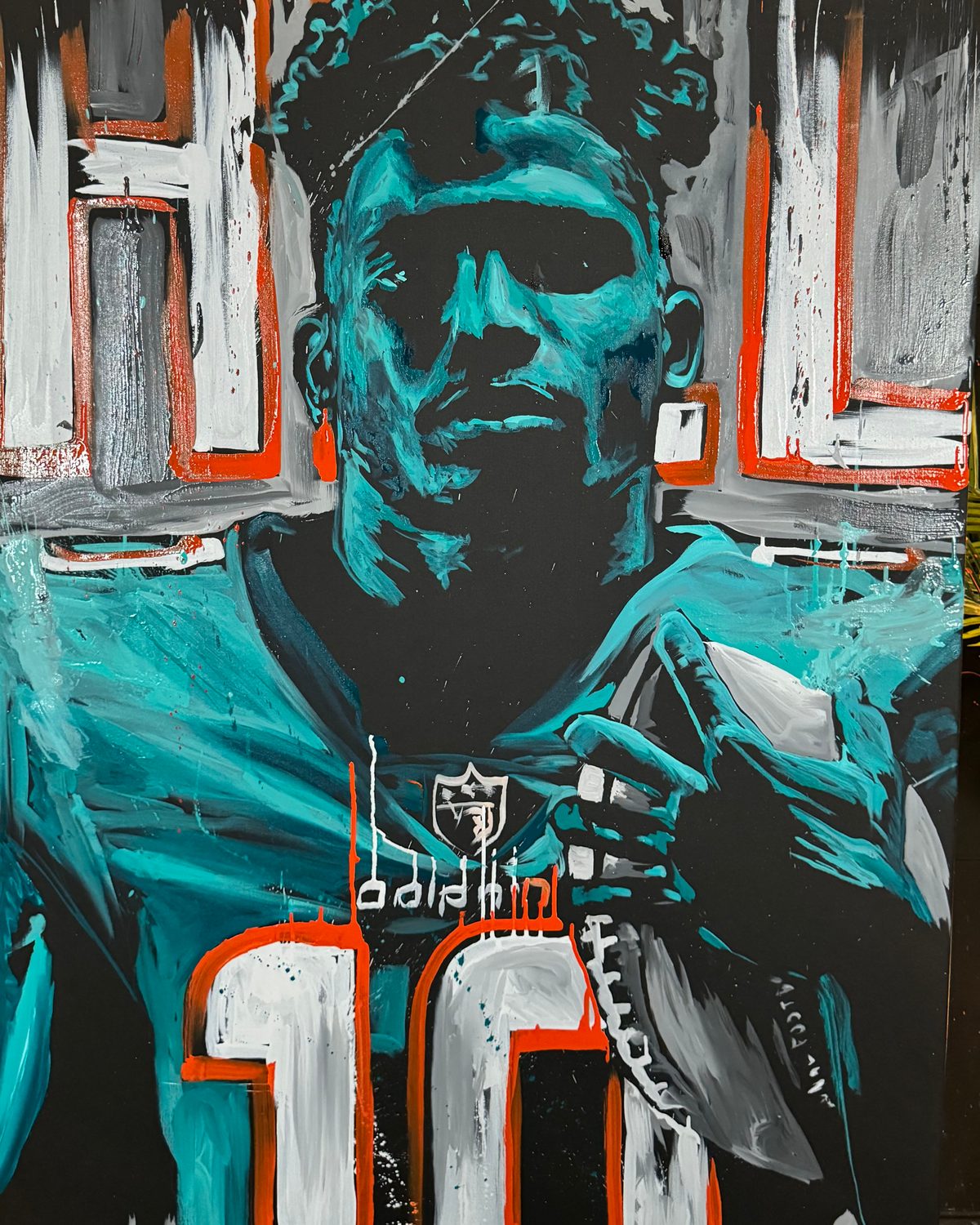 Live speed-painted portrait of Miami Dolphins receiver Tyreek Hill