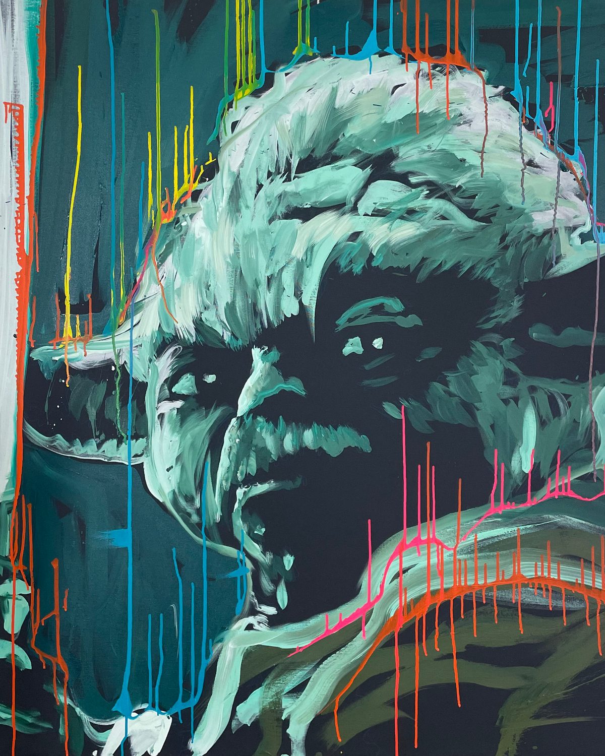 Live speed-painted portrait of Yoda for a college event